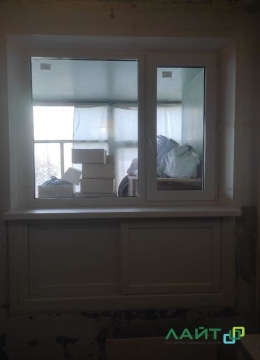 Установка окна, шкаф под окном